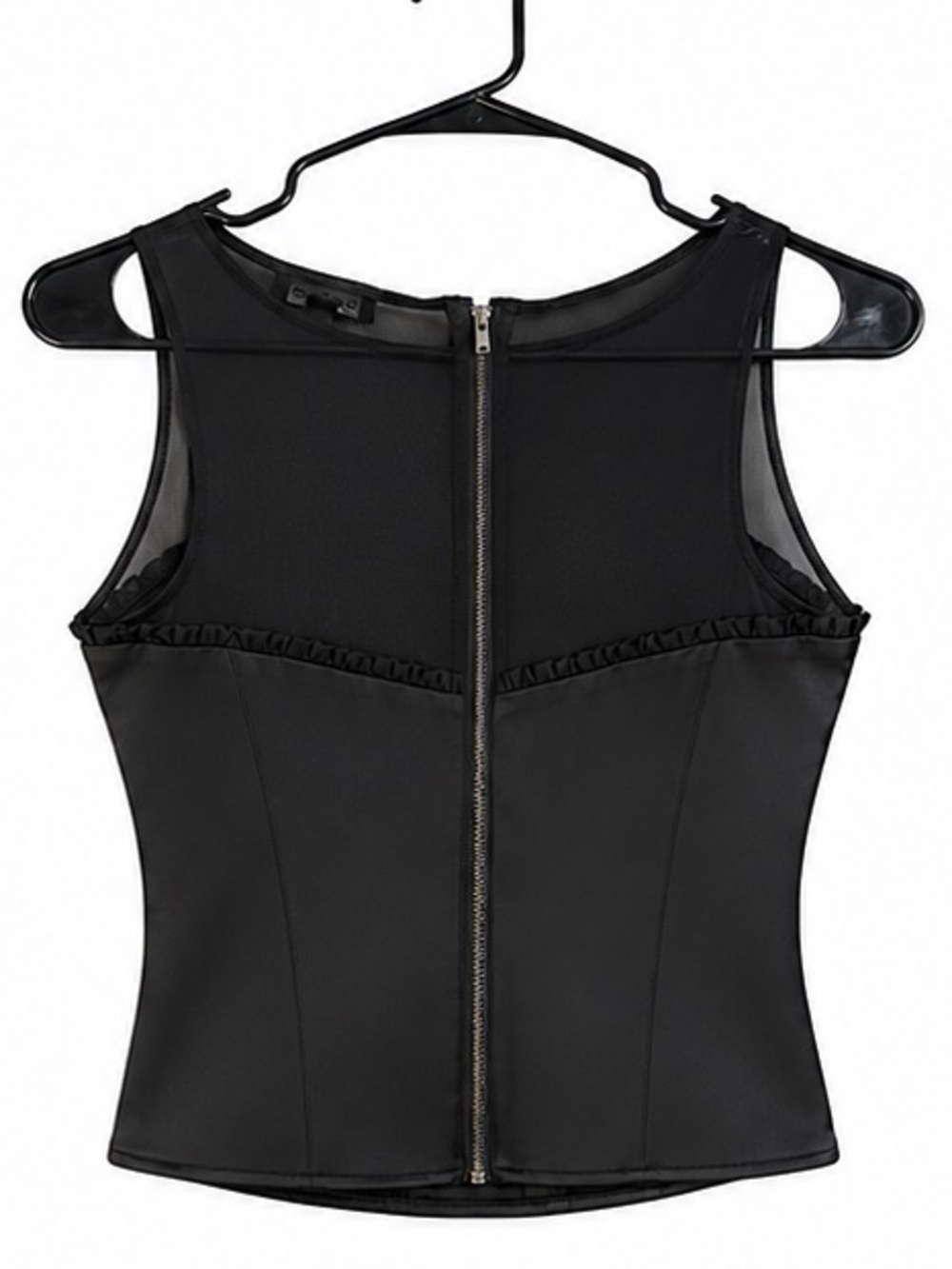 Vintage Bebe Y2K Black Mesh Corset Top Satin Bustier Sheer Coquette Top Small - Picture 3 of 7